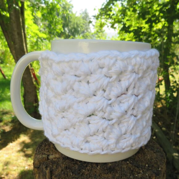 Handmade Crochet Coffee Cup Cozy Sleeve Holder Mason Jar Holder Set Of 5 Retro - Picture 3 of 4